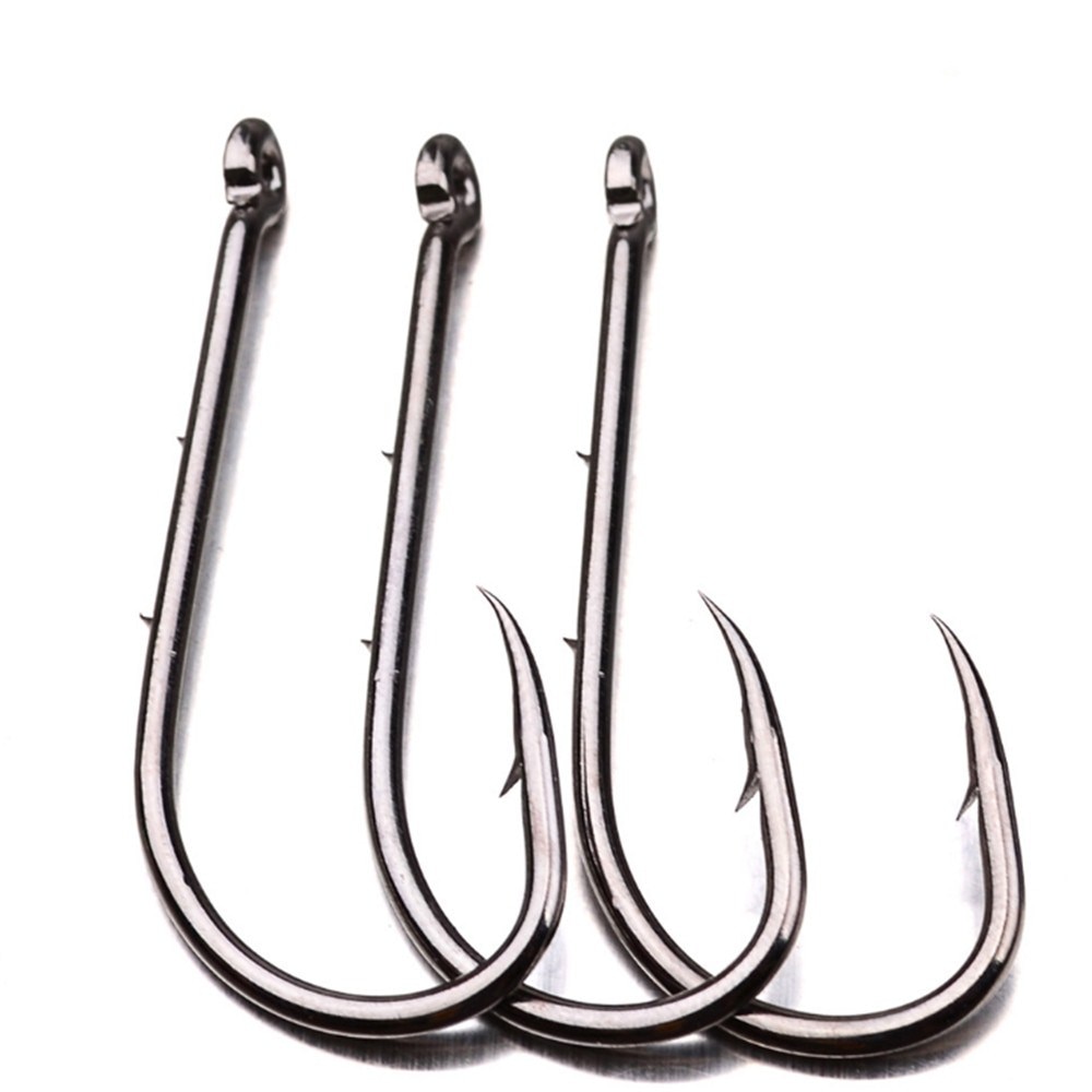50pcs/lot Carbon Steel Fishing Hooks 1#-6# Baitholder Black Color Jig Head Crank Barbed Hook for Soft Worm Bass Carp Fishing
