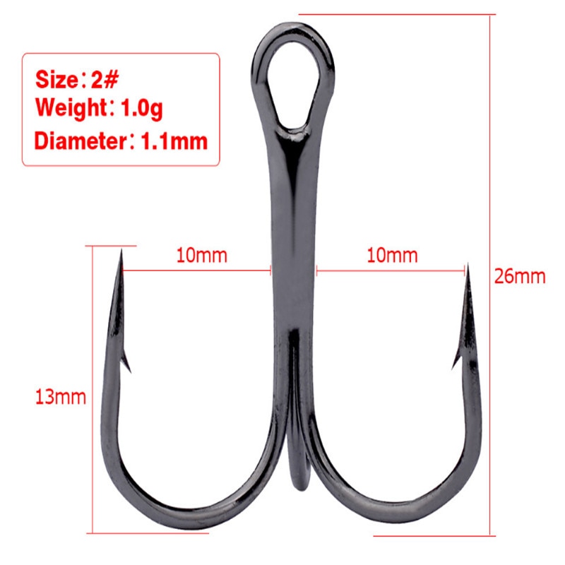 Black Treble Fishing Hook 10 pieces — Bass Fishing Tips US