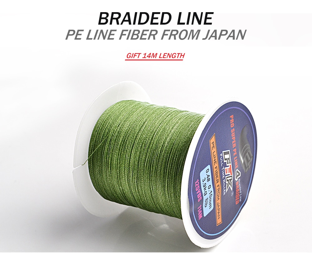 FTK 114m/300m/500m 125Yards PE Braided Wire Fishing Line 4 Strands 0.10mm-0.40mm 8LB-60LB Japan Strong Multifilament Fiber Line