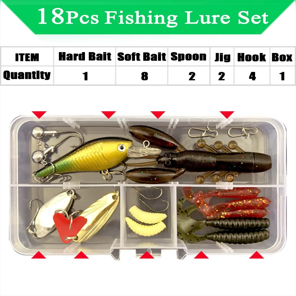 Fishing Lure Kit Soft and Hard Bait Set Gear Layer Minnow Metal Jig Spoon For Bass Pike Crank Tackle Accessories with Box Fishing Lure Kit Soft and Hard Bait Set Gear Layer Minnow Metal Jig Spoon For Bass Pike Crank Tackle Accessories with Box