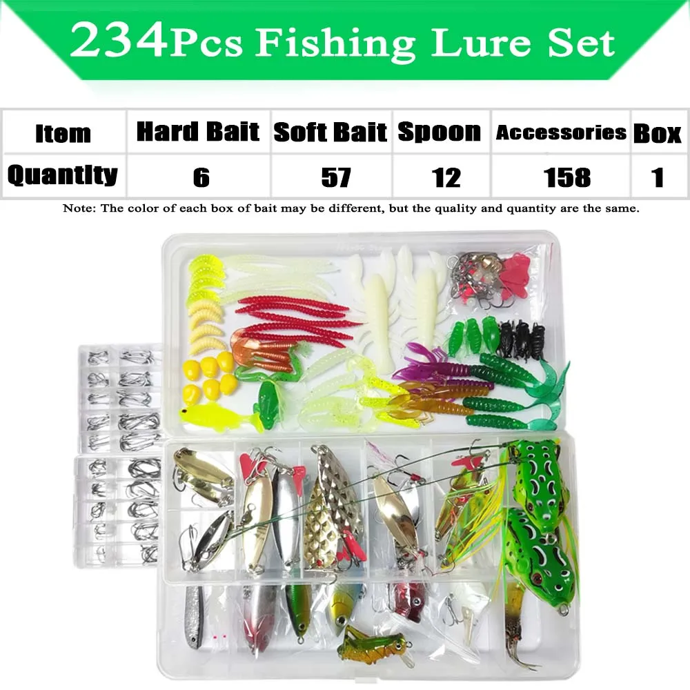 Fishing Lure Kit Soft and Hard Bait Set Gear Layer Minnow Metal Jig Spoon For Bass Pike Crank Tackle Accessories with Box Fishing Lure Kit Soft and Hard Bait Set Gear Layer Minnow Metal Jig Spoon For Bass Pike Crank Tackle Accessories with Box