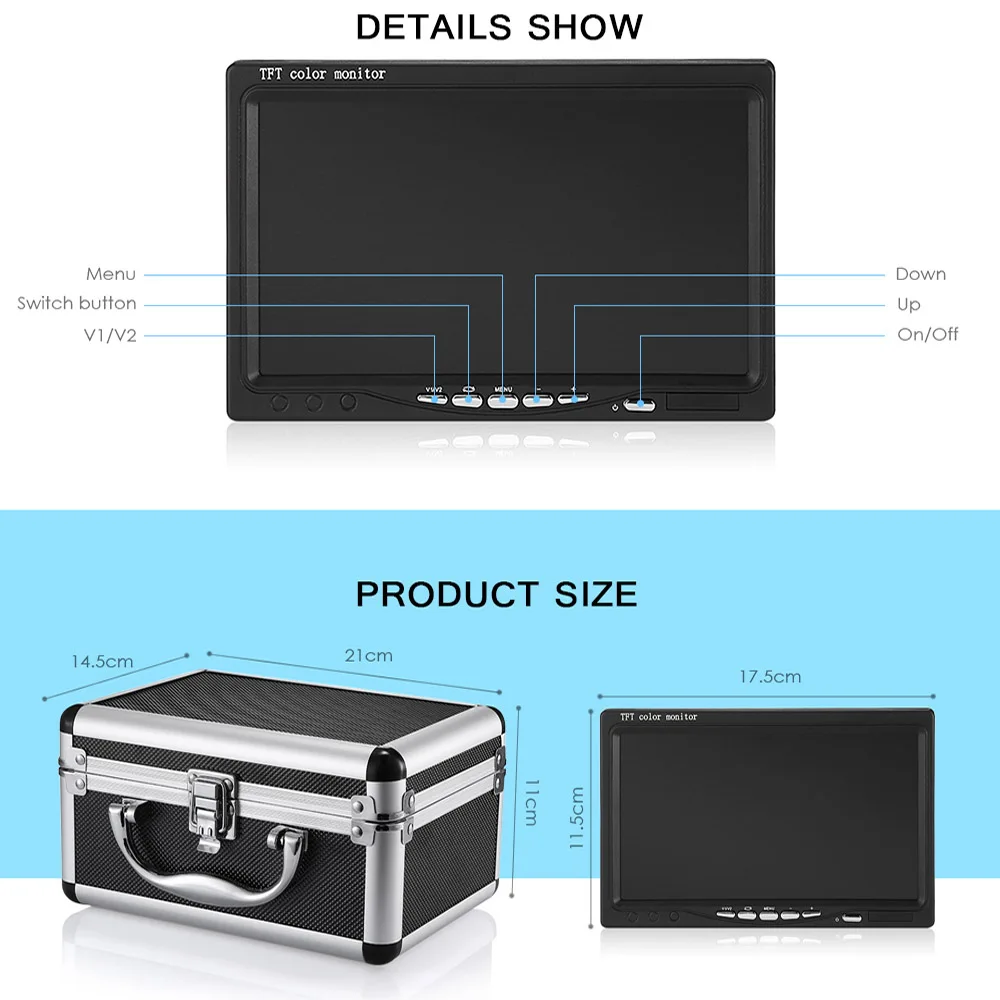 GAMWATER (DVR) Winter Fish Fidner Underwater Fishing Camera 7 Inch 1000TVL IP68 Waterproof 15M 30M 50M For Ice/Sea/River Fishing GAMWATER (DVR) Winter Fish Fidner Underwater Fishing Camera 7 Inch 1000TVL IP68 Waterproof 15M 30M 50M For Ice/Sea/River Fishing