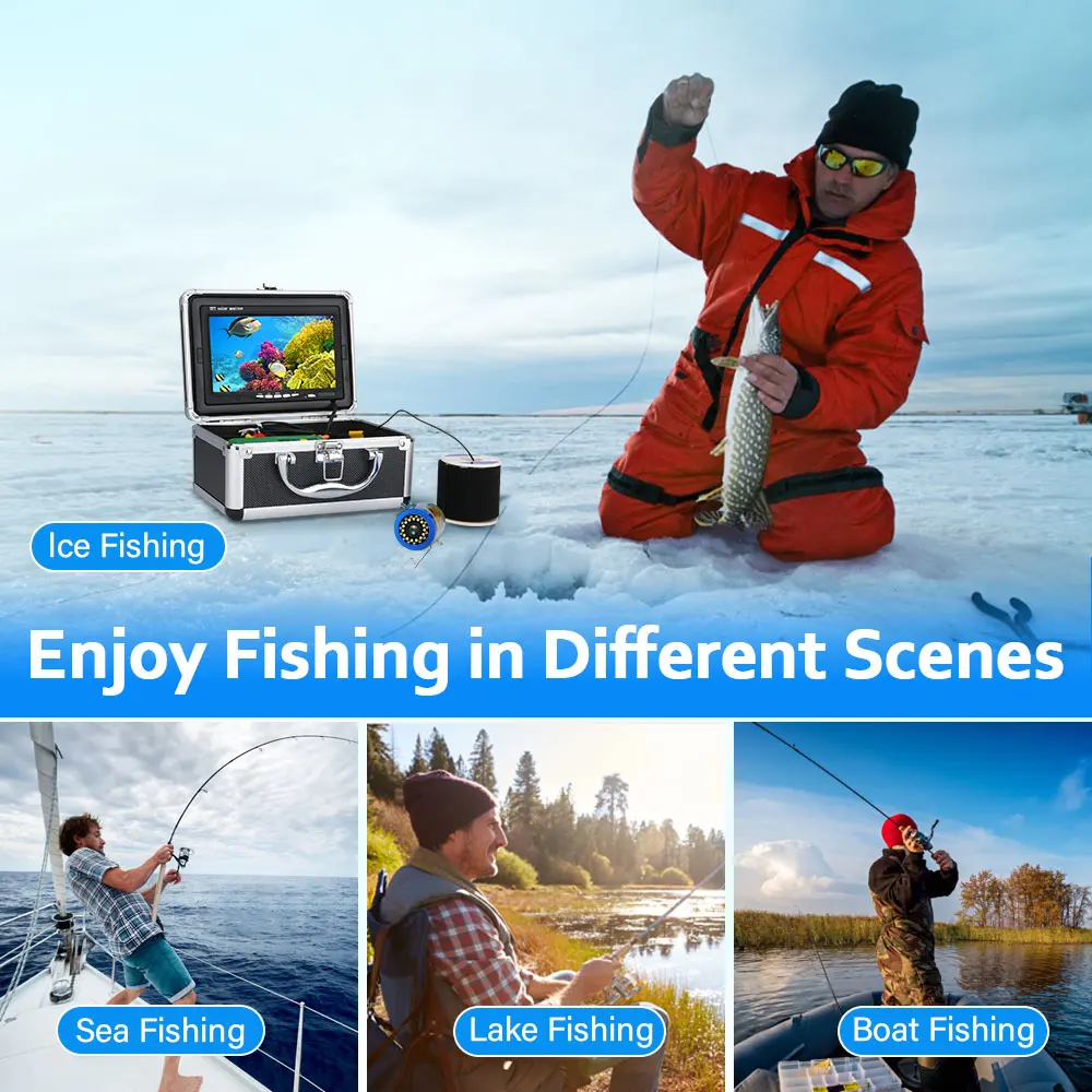 GAMWATER (DVR) Winter Fish Fidner Underwater Fishing Camera 7 Inch 1000TVL IP68 Waterproof 15M 30M 50M For Ice/Sea/River Fishing GAMWATER (DVR) Winter Fish Fidner Underwater Fishing Camera 7 Inch 1000TVL IP68 Waterproof 15M 30M 50M For Ice/Sea/River Fishing