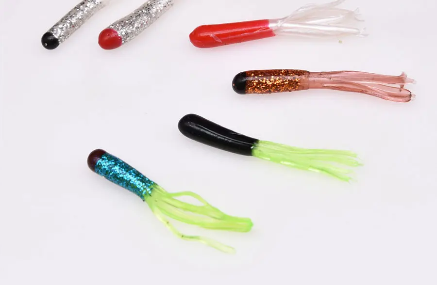 JYJ  20pcs 4.5cm Soft artificial worm baits, squid tube pesca isca fishing lure wobbler for bass carp fishing
