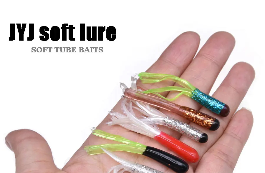 JYJ  20pcs 4.5cm Soft artificial worm baits, squid tube pesca isca fishing lure wobbler for bass carp fishing