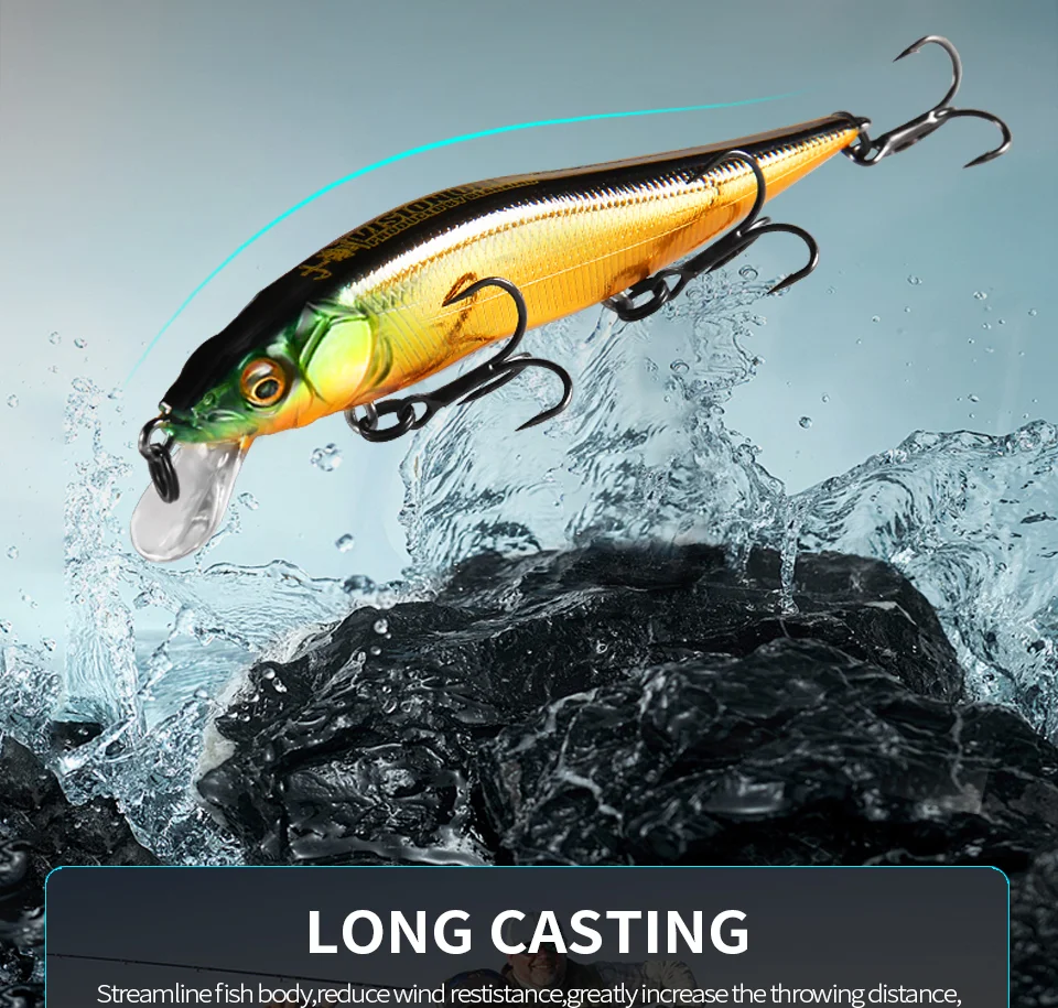 BEARKING 9.8cm 10g SP dive 2.1m professional Minnow Wobbler fishing lures quality jerkbaits Artificial Bait Predator tackles