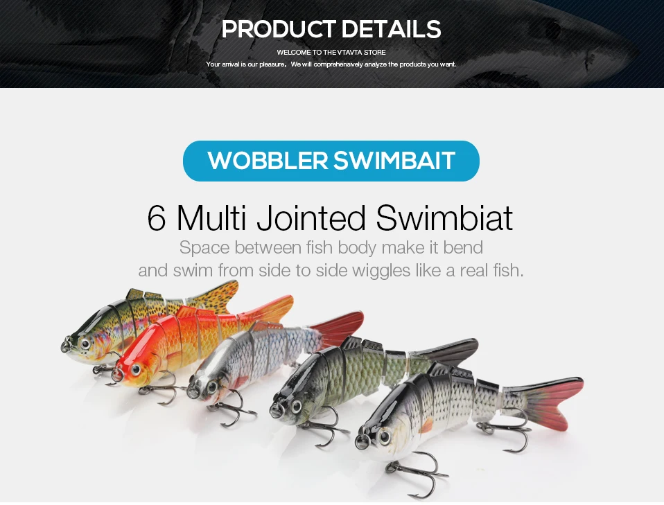 TREHOOK Sinking Wobblers Fishing Lures 10cm 17.5g 6 Multi Jointed Swimbait Hard Artificial Bait Pike/Bass Fishing Lure Crankbait 6 Segment Multi Jointed Swimbait TREHOOK Sinking Wobblers Fishing Lures 10cm 17.5g 6 Multi Jointed Swimbait Hard Artificial Bait Pike/Bass Fishing Lure Crankbait