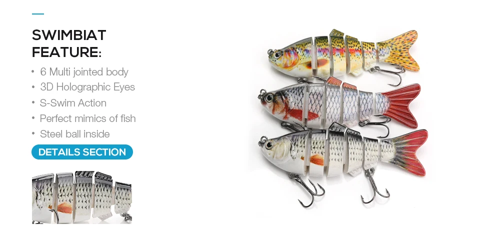 TREHOOK Sinking Wobblers Fishing Lures 10cm 17.5g 6 Multi Jointed Swimbait Hard Artificial Bait Pike/Bass Fishing Lure Crankbait 6 Segment Multi Jointed Swimbait TREHOOK Sinking Wobblers Fishing Lures 10cm 17.5g 6 Multi Jointed Swimbait Hard Artificial Bait Pike/Bass Fishing Lure Crankbait