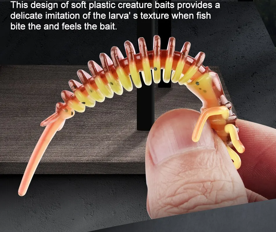 MEREDITH Larva Soft Lures Artificial Lures 50mm/10pcs Fishing Worm Silicone Bass Pike Minnow Swimbait Jigging Plastic Baits MEREDITH Larva Soft Lures Artificial Lures 50mm/10pcs Fishing Worm Silicone Bass Pike Minnow Swimbait Jigging Plastic Baits