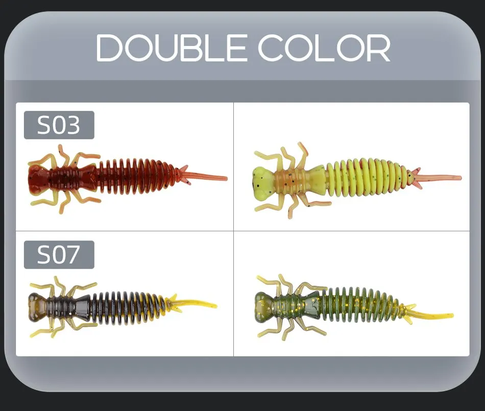 MEREDITH Larva Soft Lures Artificial Lures 50mm/10pcs Fishing Worm Silicone Bass Pike Minnow Swimbait Jigging Plastic Baits MEREDITH Larva Soft Lures Artificial Lures 50mm/10pcs Fishing Worm Silicone Bass Pike Minnow Swimbait Jigging Plastic Baits