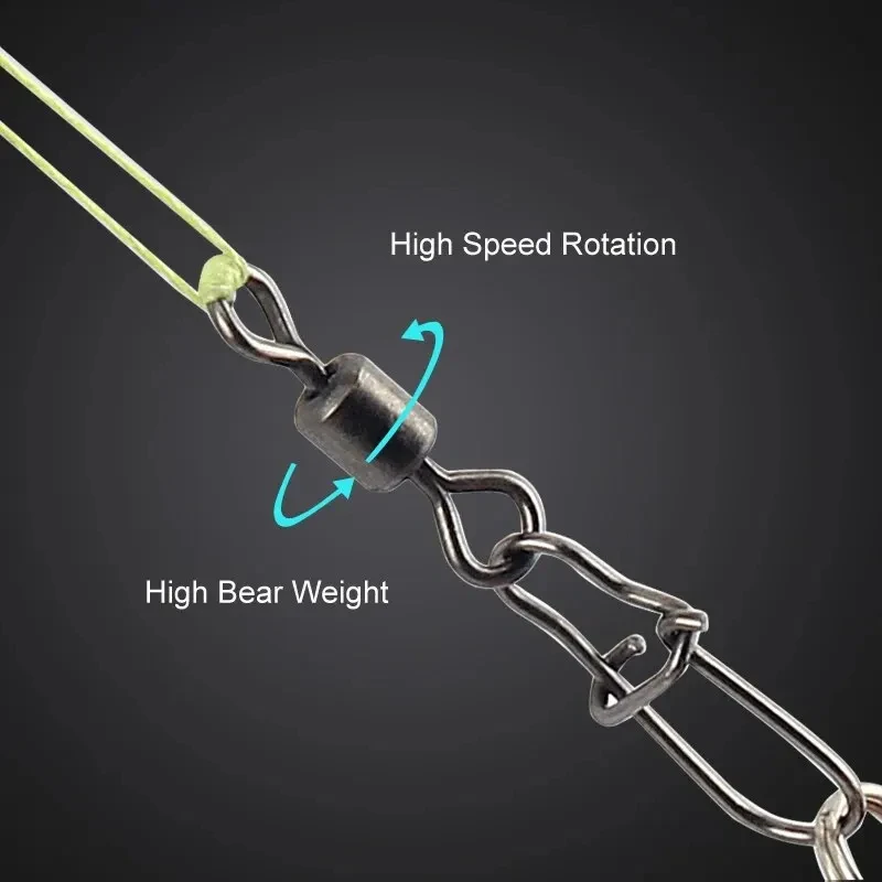 50pc/box Stainless Steel Fishing Connector Pin Bearing Rolling Swivel with Snap Fishhook Lure Accessories 50pc/box Stainless Steel Fishing Connector Pin Bearing Rolling Swivel with Snap Fishhook Lure Accessories