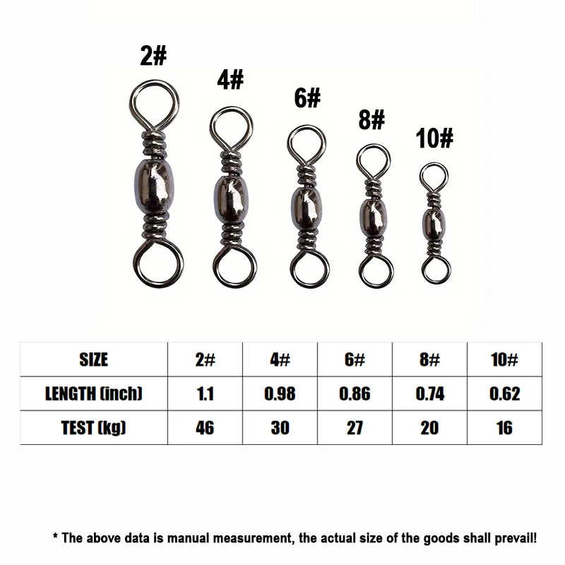 Goture 200pcs Fishing Rolling Swivel Snap Drag 16kg-46kg Stainless Steel Fishhooks Barrel Swivel Fishing Tackeles Line Connector Goture 200pcs Fishing Rolling Swivel Snap Drag 16kg-46kg Stainless Steel Fishhooks Barrel Swivel Fishing Tackeles Line Connector