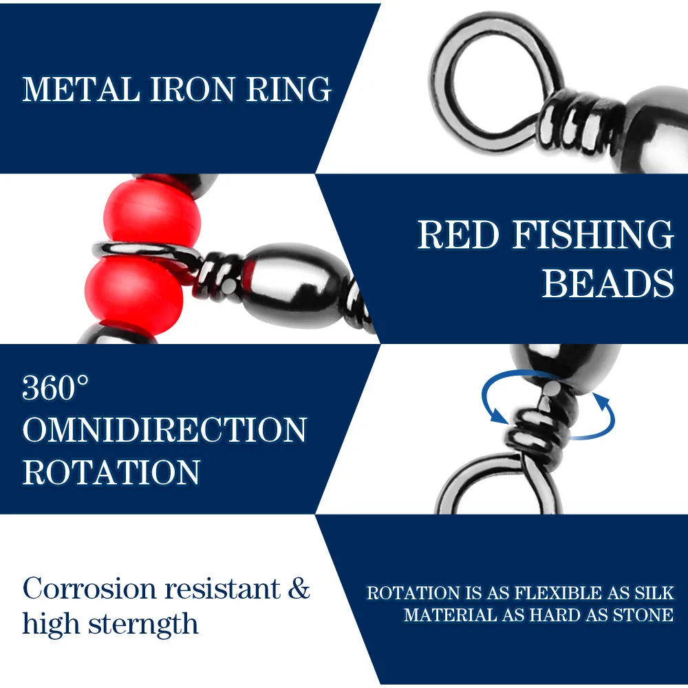 10pcs Fishing Connector Three Way Barrel Swivel Snap Ring With Beads For Fishhook Lure Line Fishing Accessories 10pcs Fishing Connector Three Way Barrel Swivel Snap Ring With Beads For Fishhook Lure Line Fishing Accessories