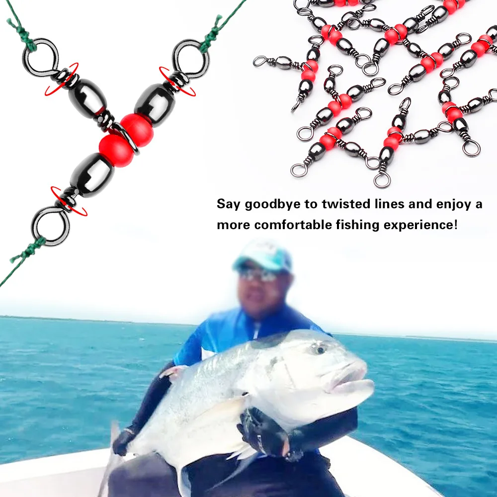 10pcs Fishing Connector Three Way Barrel Swivel Snap Ring With Beads For Fishhook Lure Line Fishing Accessories 10pcs Fishing Connector Three Way Barrel Swivel Snap Ring With Beads For Fishhook Lure Line Fishing Accessories