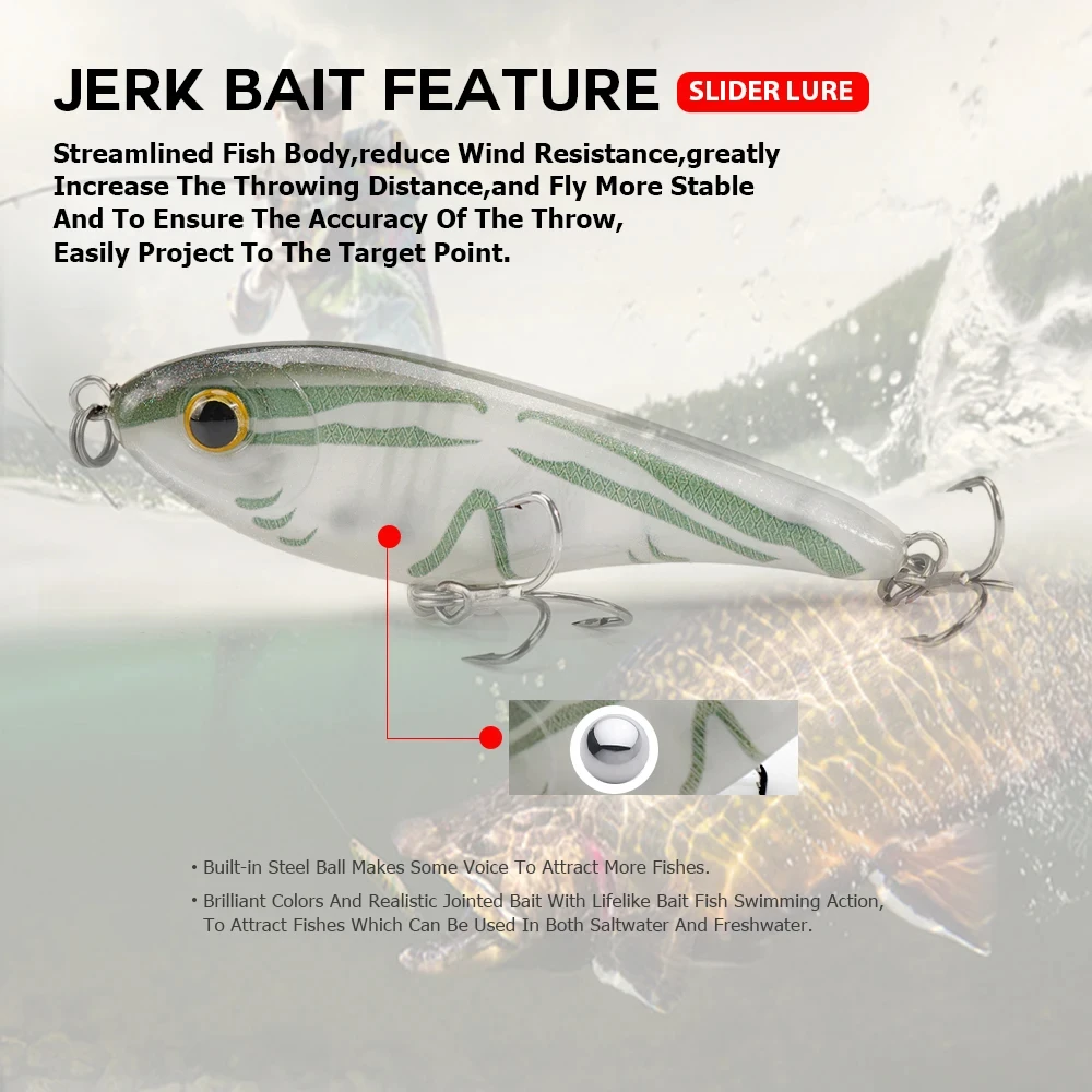 TSUYOKI Musky Jerkbaits Slow Sinking Slider Lures 90mm/105mm Loud Sound Crankbaits Westin Lure Jerkbait Fishing for Pike Walleye TSUYOKI Musky Jerkbaits Slow Sinking Slider Lures 90mm/105mm Loud Sound Crankbaits Westin Lure Jerkbait Fishing for Pike Walleye
