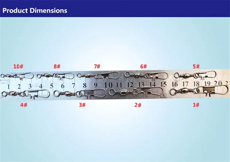 4 Size 100pcs/Pack Swivels Fishing Connector Pin Bearing Rolling Swivel Snap Fastlock Clips Fishhook Fishing Tackle Accessories 4 Size 100pcs/Pack Swivels Fishing Connector Pin Bearing Rolling Swivel Snap Fastlock Clips Fishhook Fishing Tackle Accessories