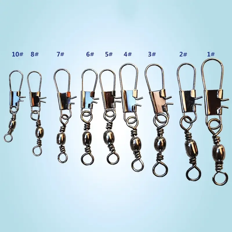 4 Size 100pcs/Pack Swivels Fishing Connector Pin Bearing Rolling Swivel Snap Fastlock Clips Fishhook Fishing Tackle Accessories 4 Size 100pcs/Pack Swivels Fishing Connector Pin Bearing Rolling Swivel Snap Fastlock Clips Fishhook Fishing Tackle Accessories