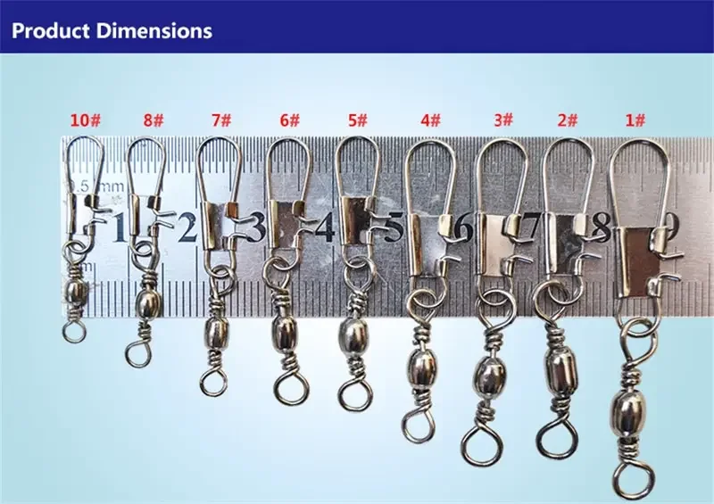 4 Size 100pcs/Pack Swivels Fishing Connector Pin Bearing Rolling Swivel Snap Fastlock Clips Fishhook Fishing Tackle Accessories 4 Size 100pcs/Pack Swivels Fishing Connector Pin Bearing Rolling Swivel Snap Fastlock Clips Fishhook Fishing Tackle Accessories