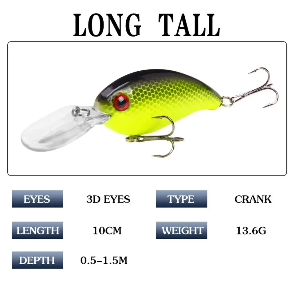 Crank Fishing Lure Bait Wobbler 13.6g 10cm Minnow Isca Artificial 3D Eyes Lures Crankbait For Bass Pike Carp Pesca Tackle 10cm Crank Fishing Lure
Crank Fishing Lure Bait Wobbler 13.6g 10cm Minnow Isca Artificial 3D Eyes Lures Crankbait For Bass Pike Carp Pesca Tackle