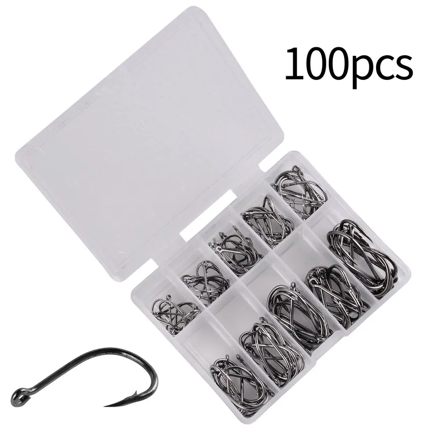 Aorace 100Pcs Fishing Hooks Set Carbon Steel Single Circle Fishing Hook Fly Fishing Jip Barbed Carp Hooks Sea Tackle Accessories Aorace 100Pcs Fishing Hooks Set Carbon Steel Single Circle Fishing Hook Fly Fishing Jip Barbed Carp Hooks Sea Tackle Accessories