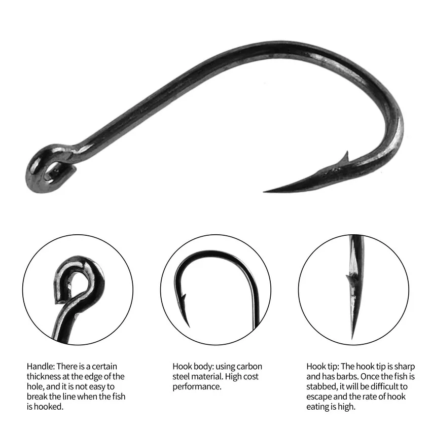 Aorace 100Pcs Fishing Hooks Set Carbon Steel Single Circle Fishing Hook Fly Fishing Jip Barbed Carp Hooks Sea Tackle Accessories Aorace 100Pcs Fishing Hooks Set Carbon Steel Single Circle Fishing Hook Fly Fishing Jip Barbed Carp Hooks Sea Tackle Accessories