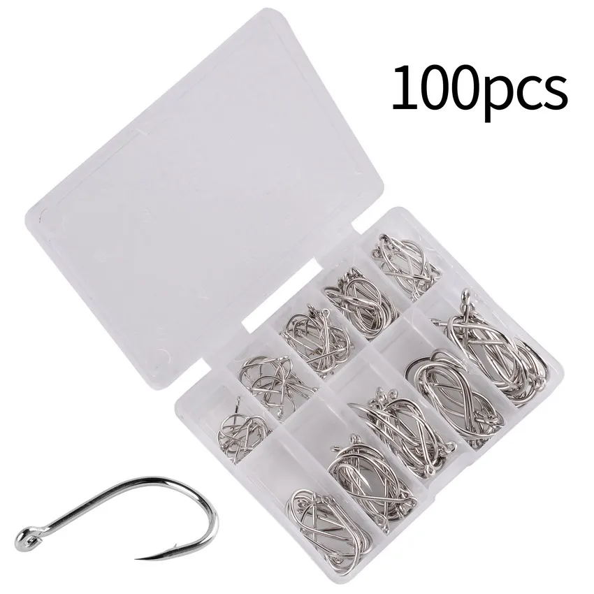 Aorace 100Pcs Fishing Hooks Set Carbon Steel Single Circle Fishing Hook Fly Fishing Jip Barbed Carp Hooks Sea Tackle Accessories Aorace 100Pcs Fishing Hooks Set Carbon Steel Single Circle Fishing Hook Fly Fishing Jip Barbed Carp Hooks Sea Tackle Accessories