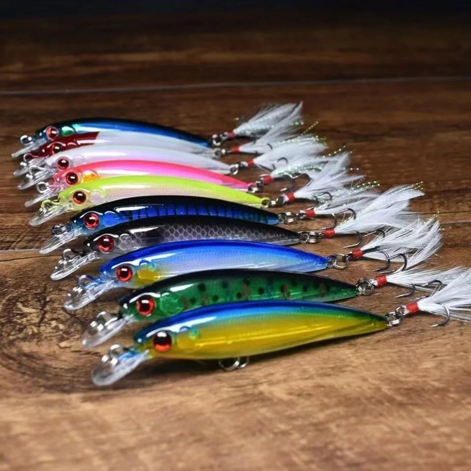 Laser Minnow Fishing Lure 10/5Pcs Artificial Bionic 9cm/7g Swing Hard Bait with Feather Tackle Hook Wobbler Pesca for Bass Pike Laser Minnow Fishing Lure 10/5Pcs Artificial Bionic 9cm/7g Swing Hard Bait with Feather Tackle Hook Wobbler Pesca for Bass Pike