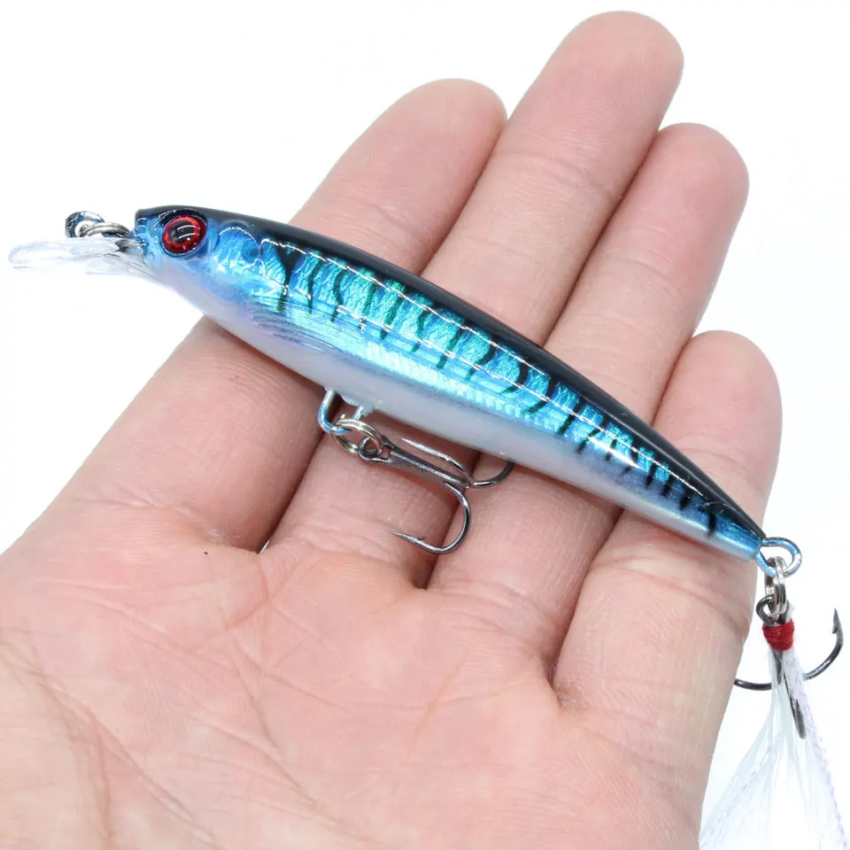 Laser Minnow Fishing Lure 10/5Pcs Artificial Bionic 9cm/7g Swing Hard Bait with Feather Tackle Hook Wobbler Pesca for Bass Pike Laser Minnow Fishing Lure 10/5Pcs Artificial Bionic 9cm/7g Swing Hard Bait with Feather Tackle Hook Wobbler Pesca for Bass Pike