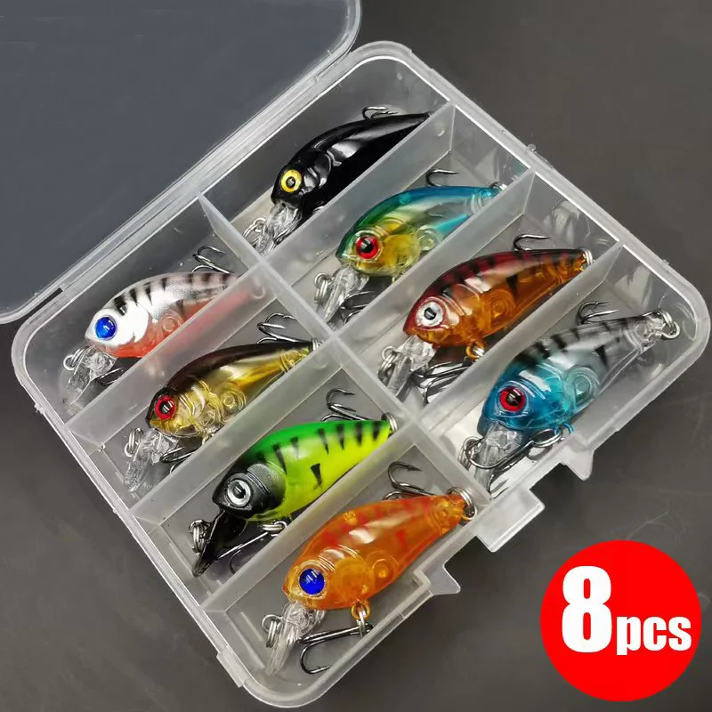 8pcs Crank Bait Minnow Fishing Lure Set Floating Artificial Bait Topwater Fishing Bait 8pcs Crank Bait Minnow Fishing Lure Set Floating Artificial Bait Topwater Fishing Bait