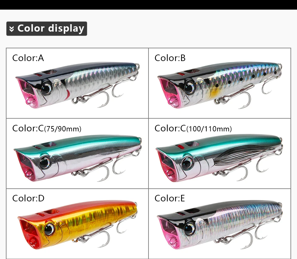 LETOYO Topwater Popper 8.5-30g floating Rock pop Artificial Hard Baits for Bass Perch Pike Fishing Lure LETOYO Topwater Popper 8.5-30g floating Rock pop Artificial Hard Baits for Bass Perch Pike Fishing Lure