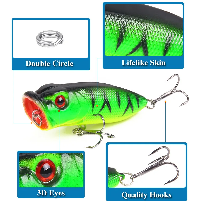 1Pcs 7cm 12g Popper Fishing Lure Hard Artificial Bait Topwater with 2 Treble Hooks Carp Fishing Lures Wobbler Crankbait Pesca topwater popper fishing lure 1Pcs 7cm 12g Popper Fishing Lure Hard Artificial Bait Topwater with 2 Treble Hooks Carp Fishing Lures Wobbler Crankbait Pesca