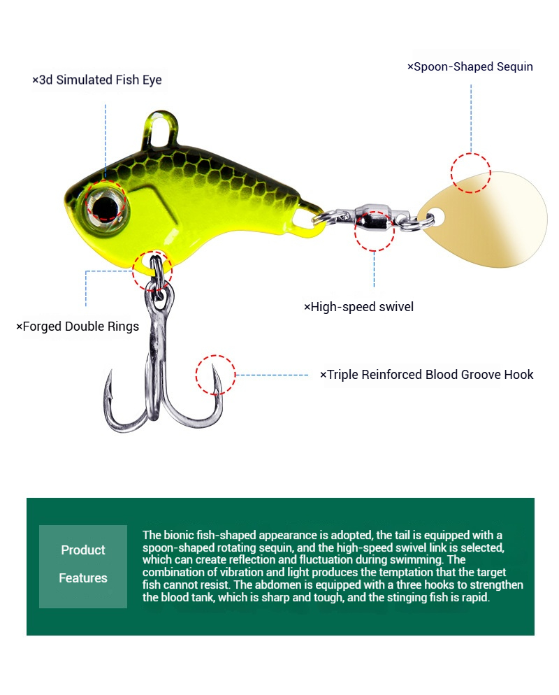 5Pcs/Box Metal Mini VIB With Spoon Fishing Lure 5g 7g 10g 14g Fishing Tackle Pin Crankbait Vibration Spinner Sinking Bait