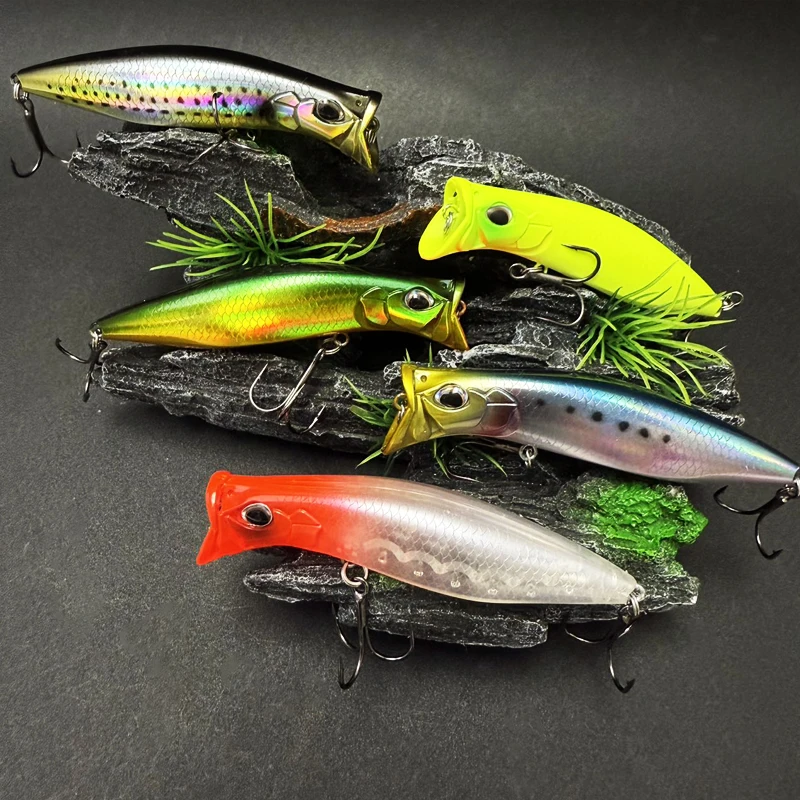 whopper plopper style topwater lure 12g Topwater Minnow DARTER Fishing Lure 8cm Cup Mouth Whopper Popper Saltwater Bass Trout Artificial Bait Pesca Wobbler Supplies