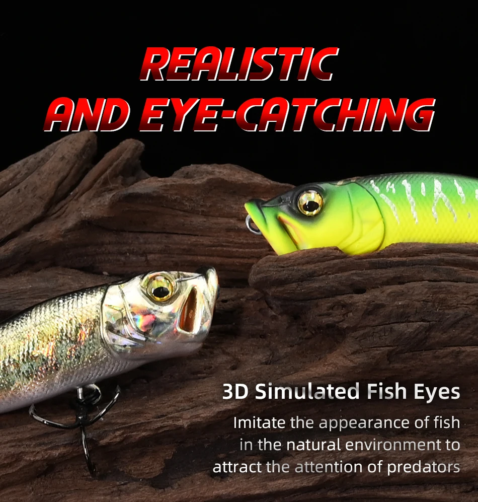 MEREDITH Popper Fishing Lure 64mm 8.48g Topwater fishing lure Artificial Hard Bait Fishing for Bass Perch Pike Fishing Lure