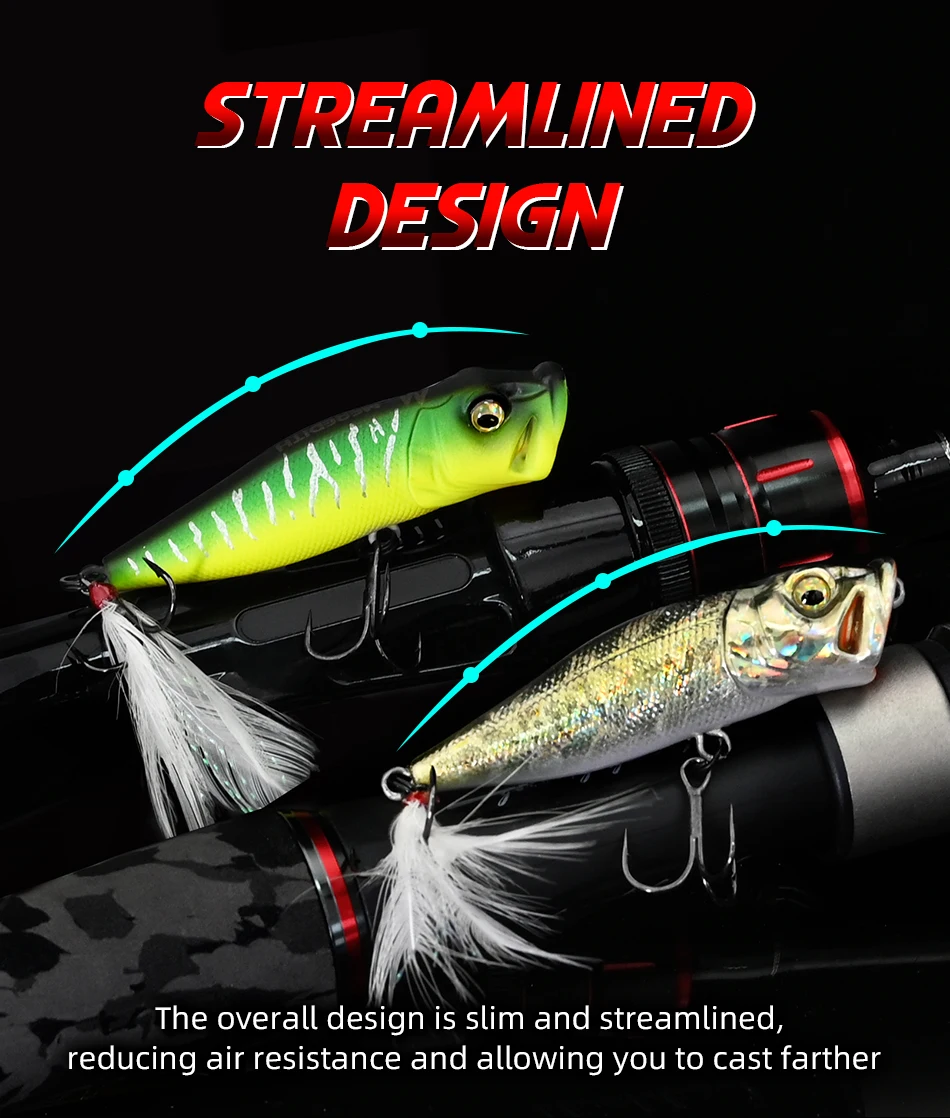 MEREDITH Popper Fishing Lure 64mm 8.48g Topwater fishing lure Artificial Hard Bait Fishing for Bass Perch Pike Fishing Lure