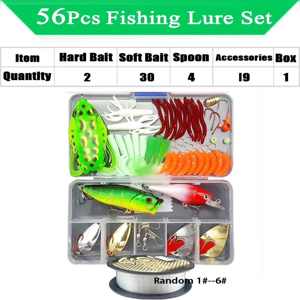 Fishing Lure Kit Soft and Hard Bait Set Gear Layer Minnow Metal Jig Spoon For Bass Pike Crank Tackle Accessories with Box Fishing Lure Kit Soft and Hard Bait Set Gear Layer Minnow Metal Jig Spoon For Bass Pike Crank Tackle Accessories with Box
