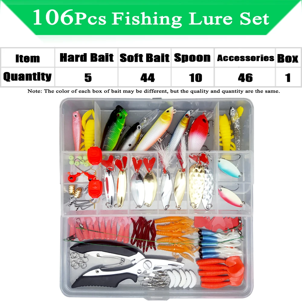 Fishing Lure Kit Soft and Hard Bait Set Gear Layer Minnow Metal Jig Spoon For Bass Pike Crank Tackle Accessories with Box Fishing Lure Kit Soft and Hard Bait Set Gear Layer Minnow Metal Jig Spoon For Bass Pike Crank Tackle Accessories with Box