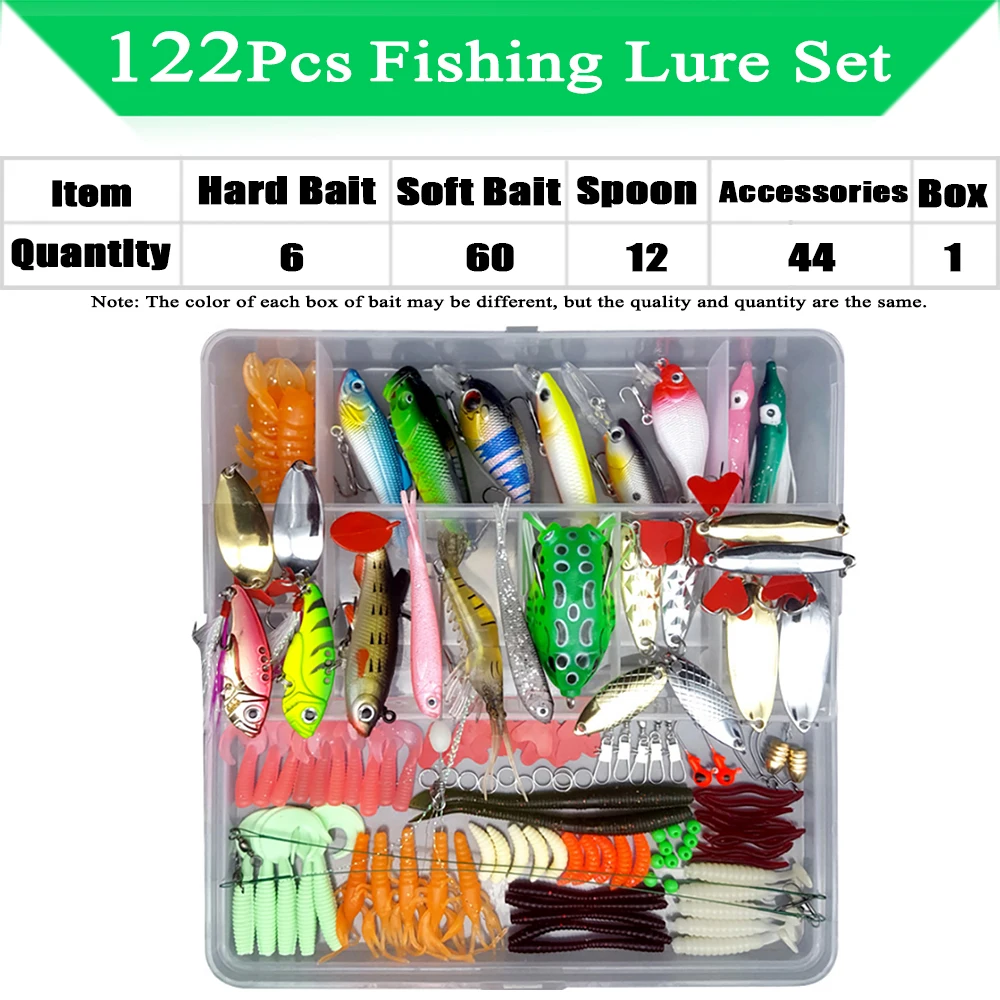 Fishing Lure Kit Soft and Hard Bait Set Gear Layer Minnow Metal Jig Spoon For Bass Pike Crank Tackle Accessories with Box Fishing Lure Kit Soft and Hard Bait Set Gear Layer Minnow Metal Jig Spoon For Bass Pike Crank Tackle Accessories with Box