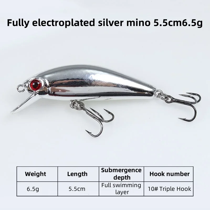 1pcs 5.5cm/6.5g Mini Laser Hard Minnow Sinking Bait Wobbler Jerkbait Crank Fishing Lures Hook Bass Pesca Fresh Saltwater Tackle 1pcs 5.5cm/6.5g Mini Laser Hard Minnow Sinking Bait Wobbler Jerkbait Crank Fishing Lures Hook Bass Pesca Fresh Saltwater Tackle