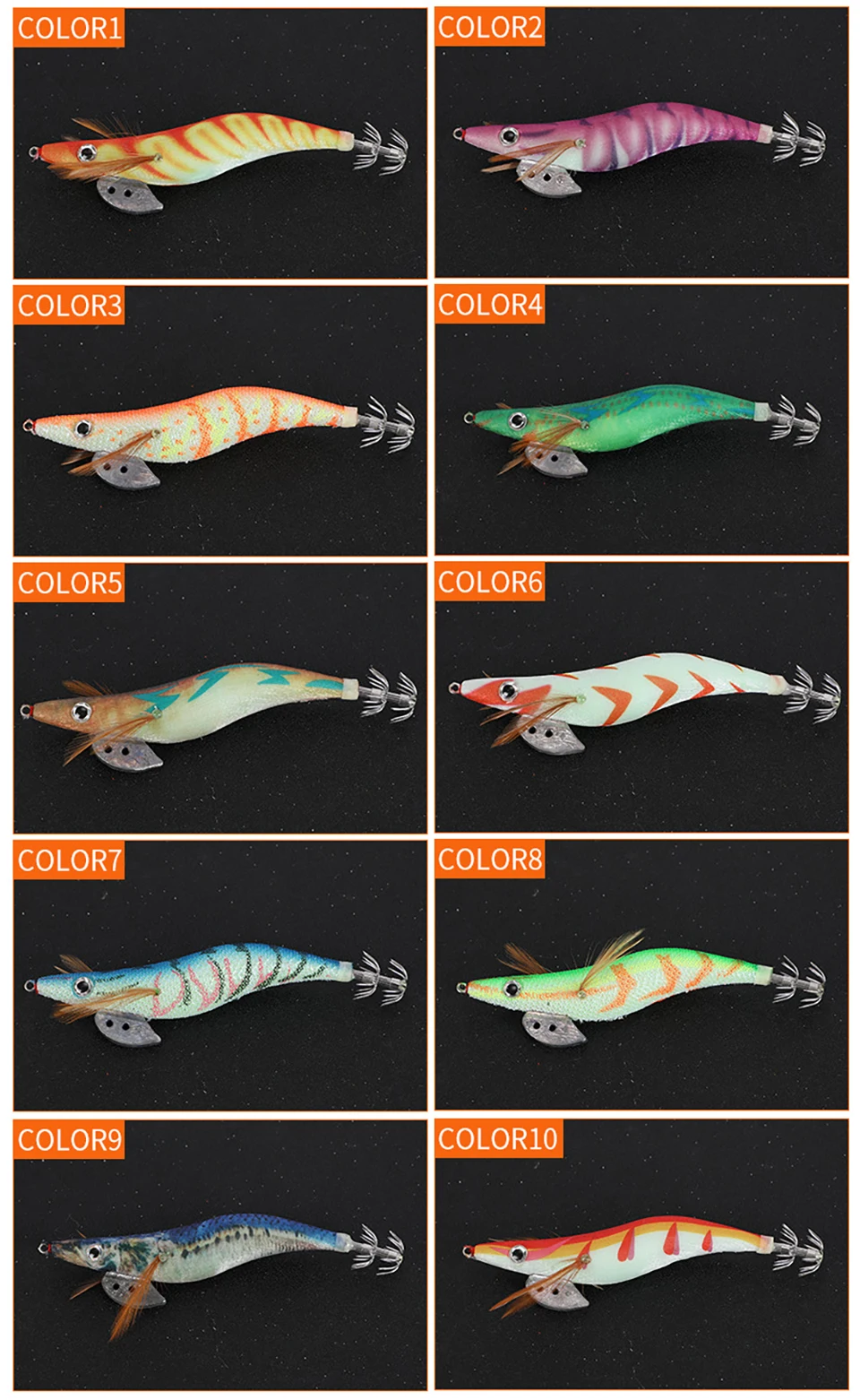 Luminous Wood Shrimp Fishing Lure, Squid Octopus Lure, 3D Eyes, Hard Bait Wobbler, Squid Jig Lure with Bag, 3.0, 10Pcs Luminous Wood Shrimp Fishing Lure, Squid Octopus Lure, 3D Eyes, Hard Bait Wobbler, Squid Jig Lure with Bag, 3.0, 10Pcs
