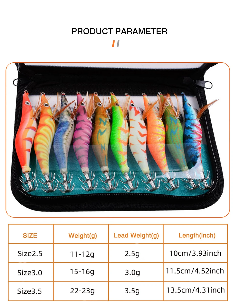 Luminous Wood Shrimp Fishing Lure, Squid Octopus Lure, 3D Eyes, Hard Bait Wobbler, Squid Jig Lure with Bag, 3.0, 10Pcs Luminous Wood Shrimp Fishing Lure, Squid Octopus Lure, 3D Eyes, Hard Bait Wobbler, Squid Jig Lure with Bag, 3.0, 10Pcs