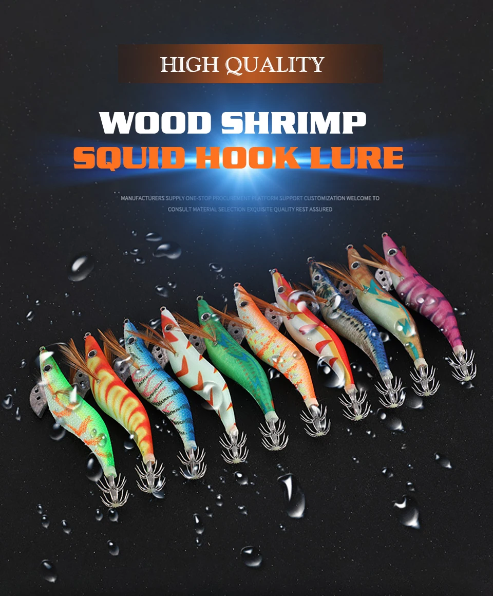 Luminous Wood Shrimp Fishing Lure, Squid Octopus Lure, 3D Eyes, Hard Bait Wobbler, Squid Jig Lure with Bag, 3.0, 10Pcs Luminous Wood Shrimp Fishing Lure, Squid Octopus Lure, 3D Eyes, Hard Bait Wobbler, Squid Jig Lure with Bag, 3.0, 10Pcs