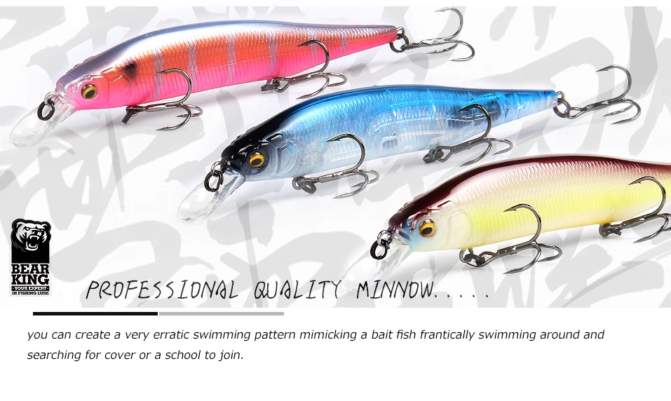 BEARKING 115mm 15g SP Tungsten weight system Top fishing lures minnow crank wobbler quality fishing tackle hooks for fishing BEARKING 115mm 15g SP Tungsten weight system Top fishing lures minnow crank wobbler quality fishing tackle hooks for fishing