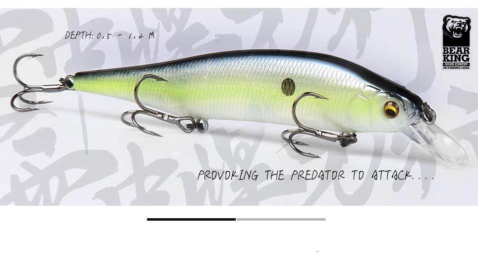 BEARKING 115mm 15g SP Tungsten weight system Top fishing lures minnow crank wobbler quality fishing tackle hooks for fishing BEARKING 115mm 15g SP Tungsten weight system Top fishing lures minnow crank wobbler quality fishing tackle hooks for fishing