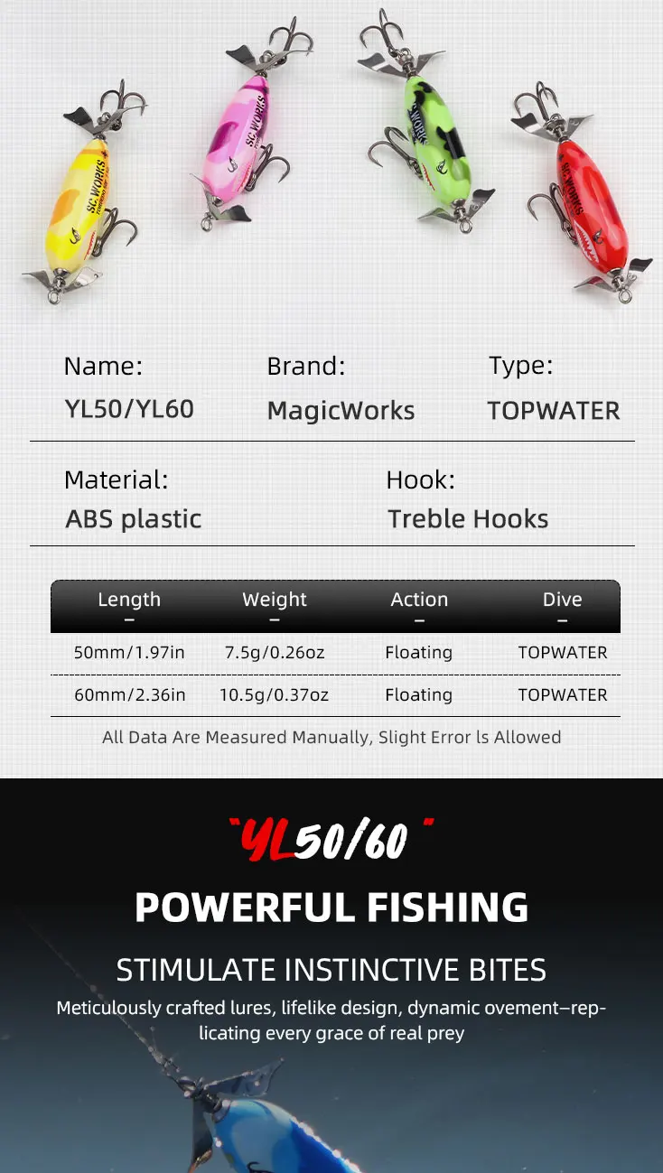 Magic Works Spinning Pencil Lures Topwater Bait 50mm 60mm Propeller Pencil Lure Bass Fishing Spinner Wobblers Artificial Bait Magic Works Spinning Pencil Lures Topwater Bait 50mm 60mm Propeller Pencil Lure Bass Fishing Spinner Wobblers Artificial Bait